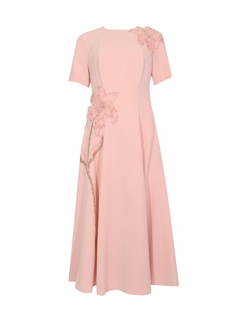 Abito longuette Luise 66707 in crepe con strass e paillettes Ice Pink TARIK EDIZ | 66707ICE PINK